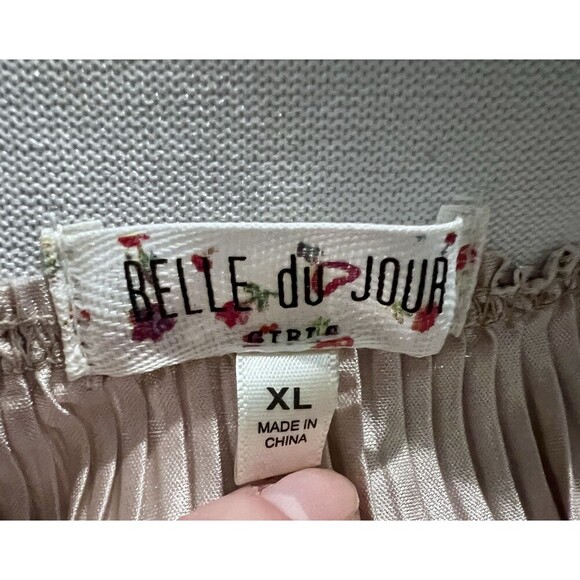 Belle du Jour Elastic Waist Metallic Micro Pleated Mini Skirt Women XL‎ - Picture 6 of 9